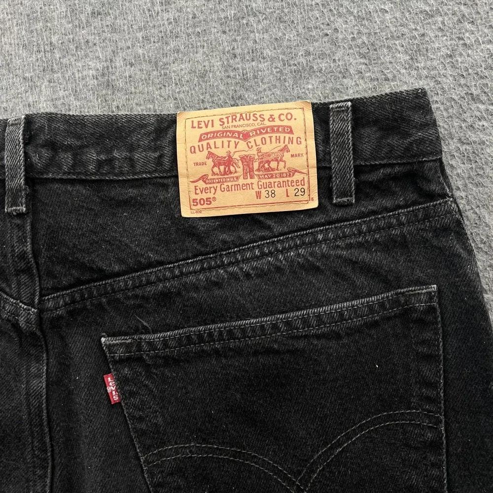 Vintage Levis 505 Jeans Mens 38 x 29 Black Faded Grunge Straight Leg Y2K Skater